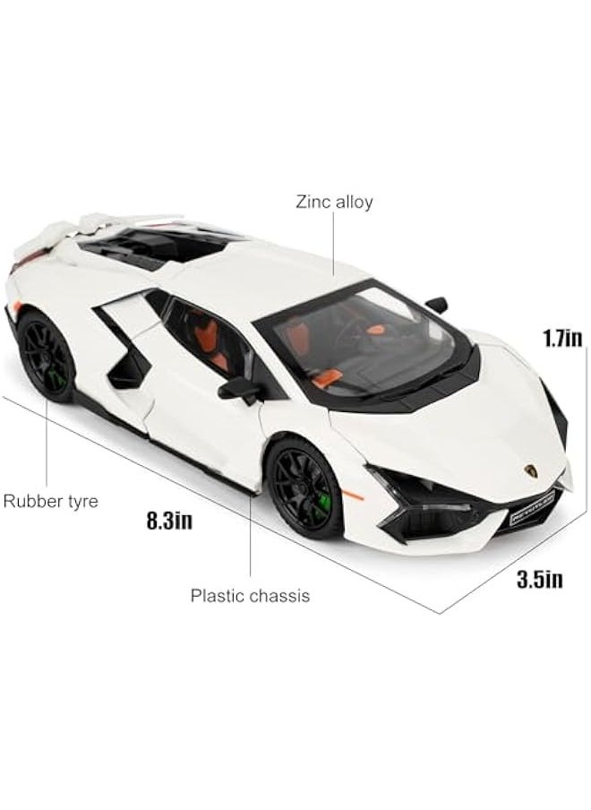 Lamborghini Reventon Toy Car, 1/24 Diecast Model Car with Sound, Light and Pullback, Collector Model Car, Gift for Children (White)