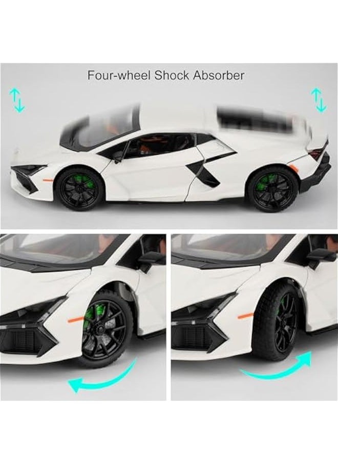 Lamborghini Reventon Toy Car, 1/24 Diecast Model Car with Sound, Light and Pullback, Collector Model Car, Gift for Children (White)