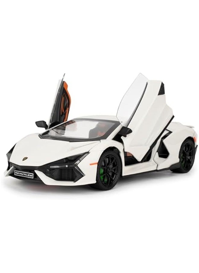 Lamborghini Reventon Toy Car, 1/24 Diecast Model Car with Sound, Light and Pullback, Collector Model Car, Gift for Children (White)