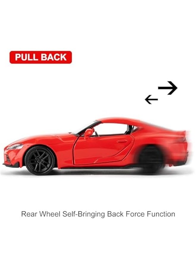 1/36 Toyota Supra Alloy Model Car with Pull Back Function Toy Car for Collecting and Decorating Model Toys, Car Gifts for Boys and Girls (Red)