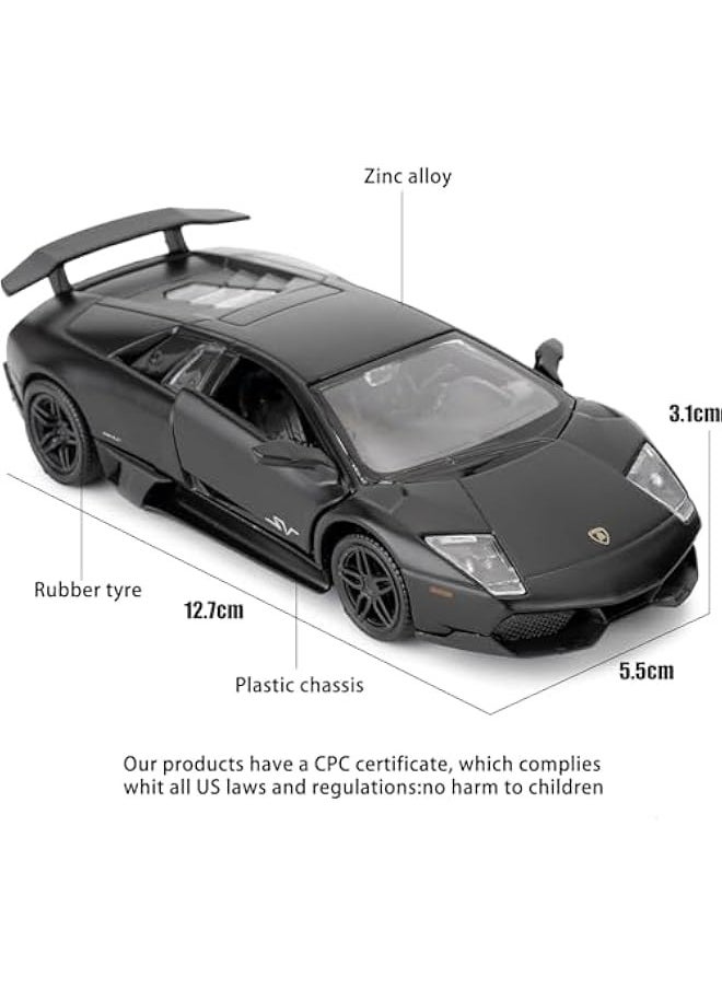 1/36 Scale Lamborghini Murciélago LP670-4 Casting Car Model, Zinc Alloy Toy Car for Kids, Pull Back Vehicles Toy Car for Toddlers Kids Boys Girls Gift (Black)