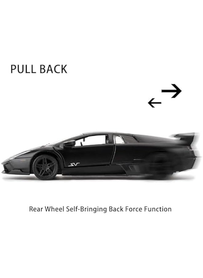 1/36 Scale Lamborghini Murciélago LP670-4 Casting Car Model, Zinc Alloy Toy Car for Kids, Pull Back Vehicles Toy Car for Toddlers Kids Boys Girls Gift (Black)