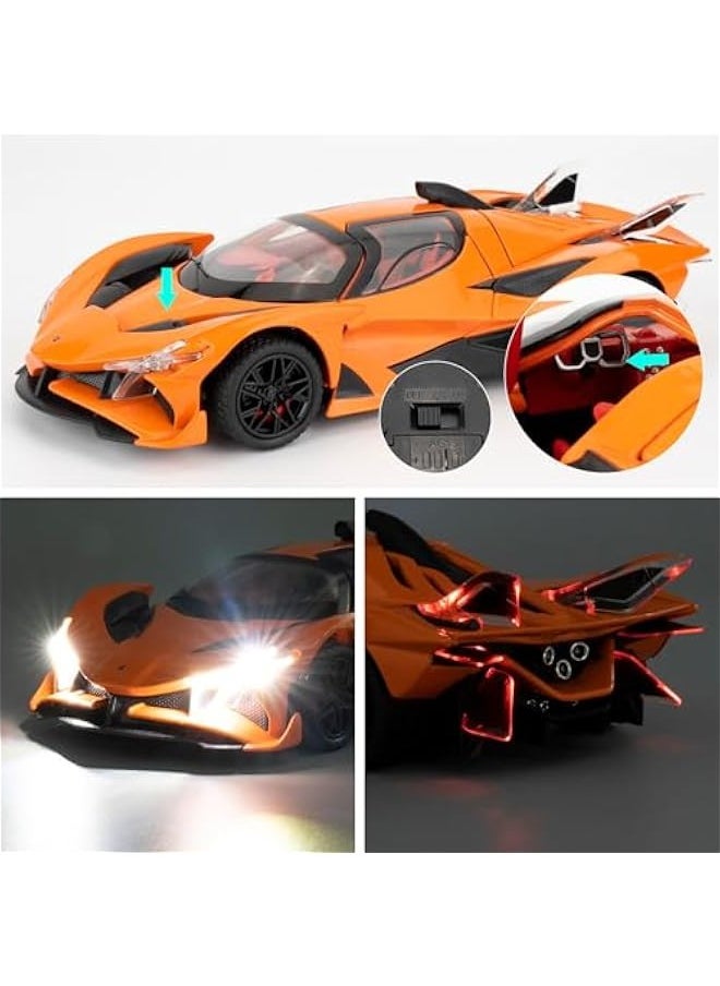 1/24 Apollo evo Alloy Model Car, Toy Car with Pull Back Function, Toy Car with Sound and Bright Lights, Suitable Collectible Model Toys, Gifts for Boys and Girls (Orange)