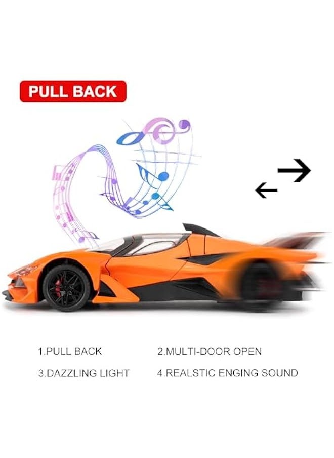 1/24 Apollo evo Alloy Model Car, Toy Car with Pull Back Function, Toy Car with Sound and Bright Lights, Suitable Collectible Model Toys, Gifts for Boys and Girls (Orange)