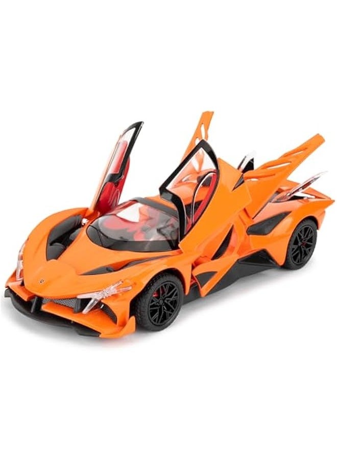 1/24 Apollo evo Alloy Model Car, Toy Car with Pull Back Function, Toy Car with Sound and Bright Lights, Suitable Collectible Model Toys, Gifts for Boys and Girls (Orange)