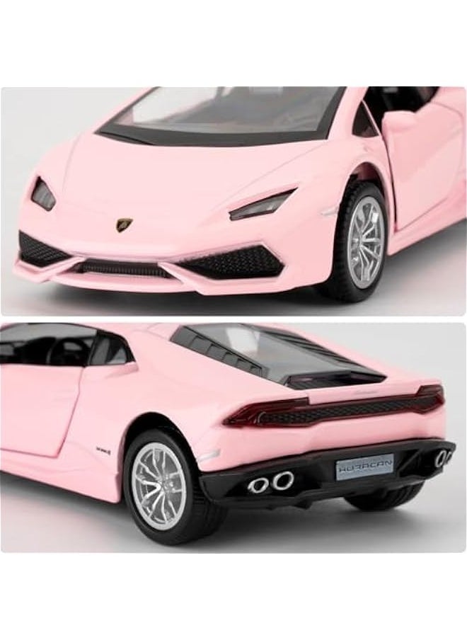 1/36 Scale Lamborghini Huracan LP610-4 Casting Car Model, Zinc Alloy Toy Car for Kids, Pull Back Vehicles Toy Car for Toddlers Kids Boys Girls Gift (Pink)