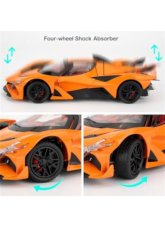 1/24 Apollo evo Alloy Model Car, Toy Car with Pull Back Function, Toy Car with Sound and Bright Lights, Suitable Collectible Model Toys, Gifts for Boys and Girls (Orange)