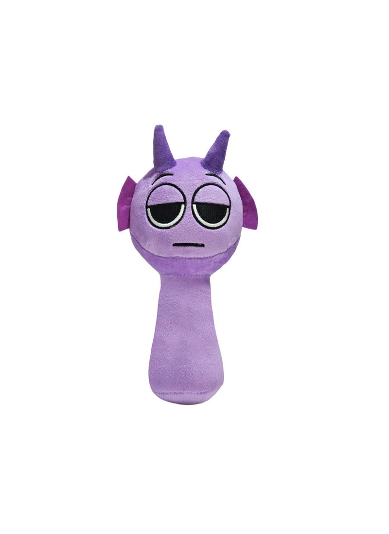 20cm Purple Head Double Horn Plush Toy Cute Game Peripheral Doll Stuffed Doll Toy, Boy Girl Gift