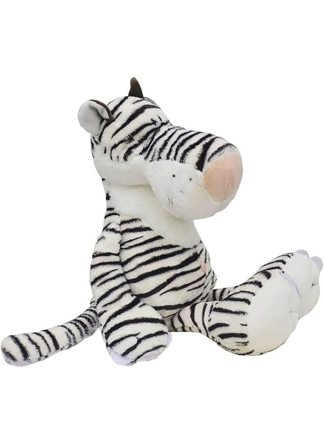 9.8~13.8inch Jungle Animal Stuffed plush Tiger Lion Elephant Monkey Rac Rhino Giraffe Fox for Kids Animal Theme Party Toys (35cm White Tiger)