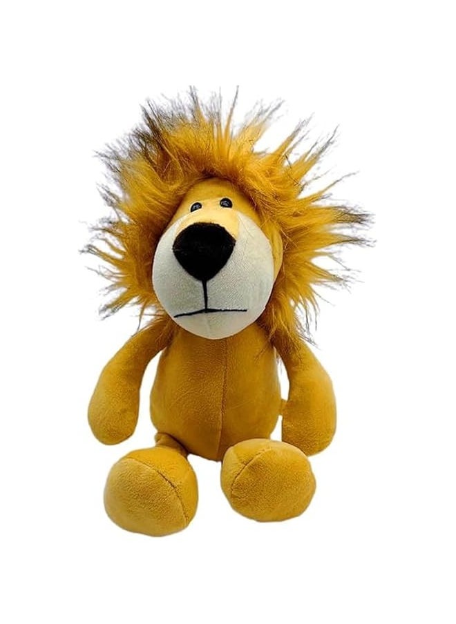 9.8~13.8inch Jungle Animal Stuffed plush Tiger Lion Elephant Monkey Rac Rhino Giraffe Fox for Kids Animal Theme Party Toys (35cm Lion B model)