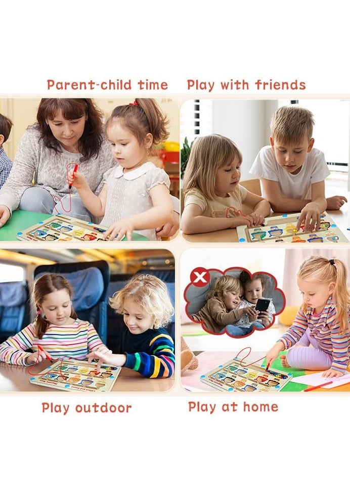 Magnetic Color and Number Maze - Toddler Toys for 3 4 5 Year Old, Wooden Color Matching & Counting Puzzle Board-Toddler Fine Motor Skills Learning Toys Holiday & Birthday Gifts for Kids