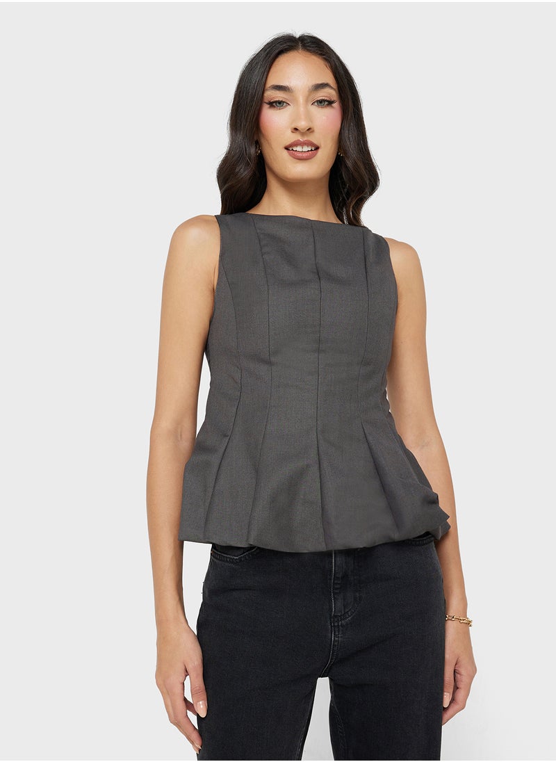 Woven Peplum Blouse