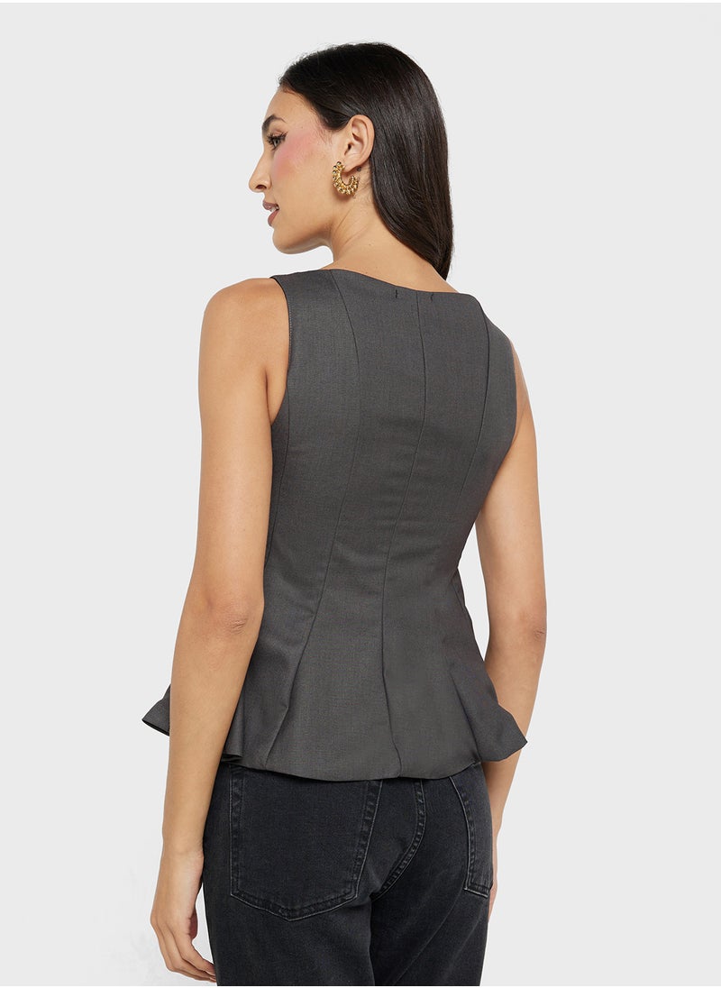 Woven Peplum Blouse