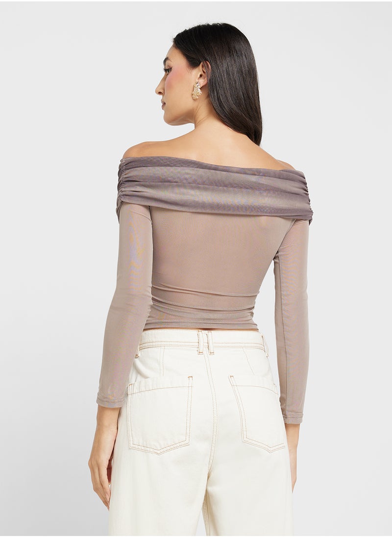 Off Shoulder Gather Detail Top