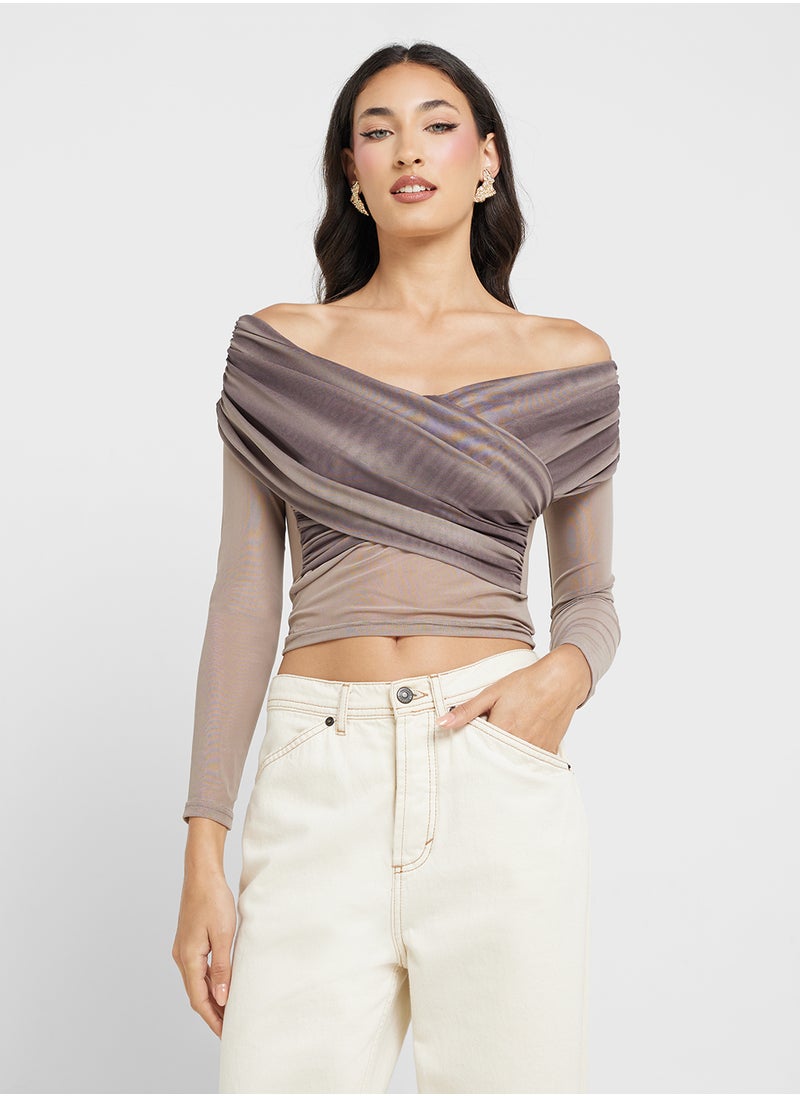 Off Shoulder Gather Detail Top