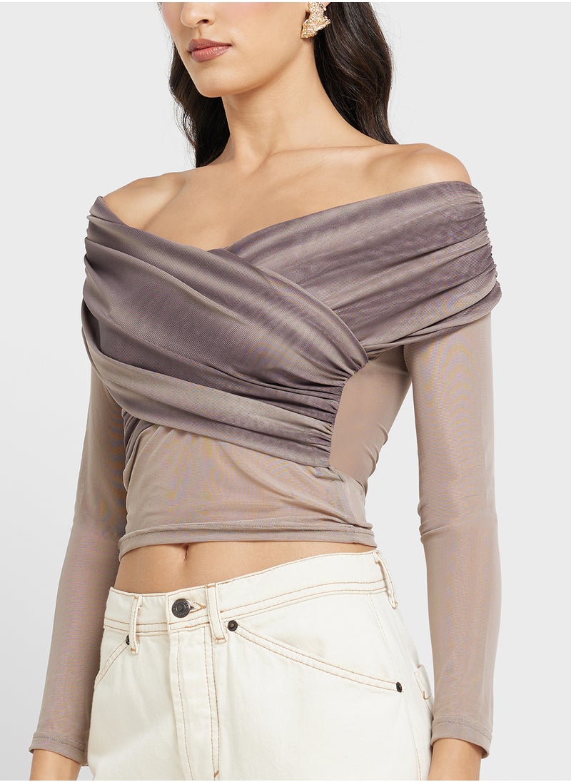 Off Shoulder Gather Detail Top