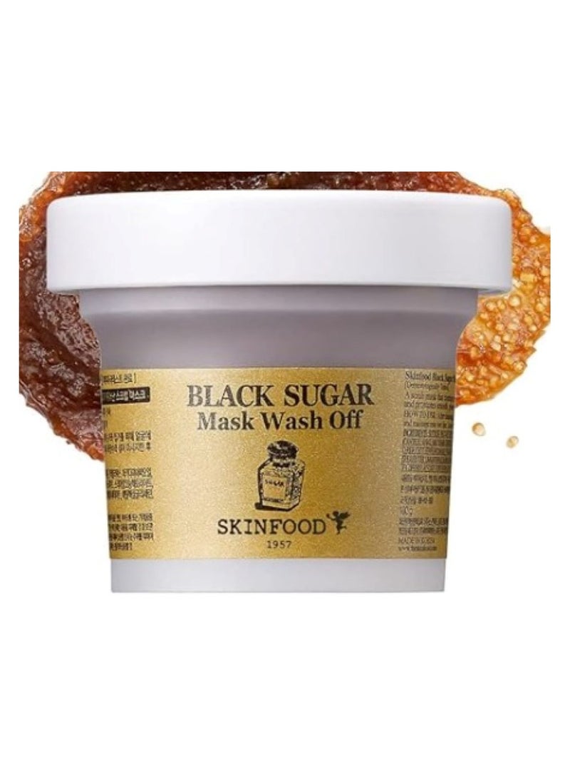 SKIN FOOD Black Sugar Mask Wash Off 120g (4.23 oz), Facial Hydrating and Nourishing Blackheads Exfoliator