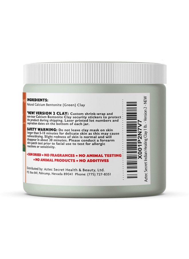 Indian Healing Clay 1 Lb Deep Pore Cleansing Facial & Body Mask The Original 100% Natural Calcium Bentonite Clay New Version 2