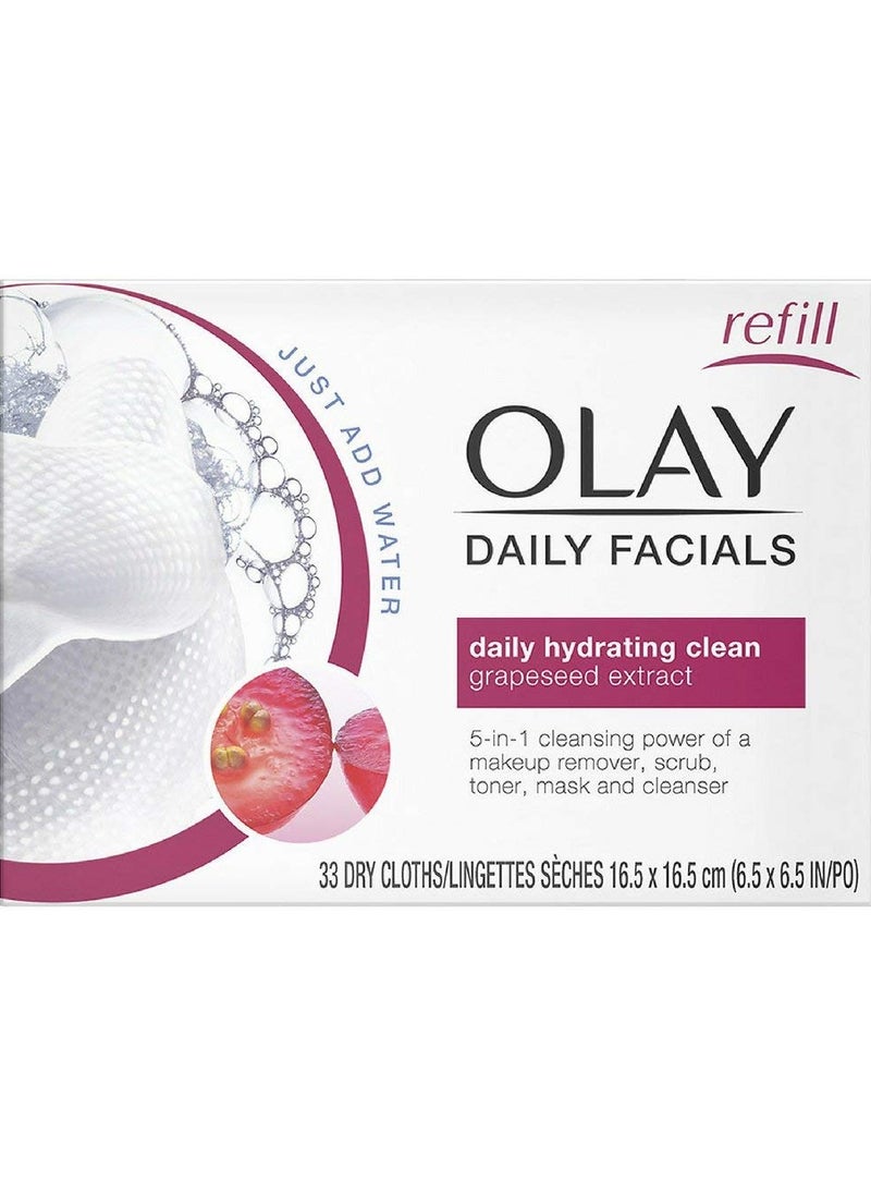 Olay 2-in-1 Normal Daily Facial Cloths, 33-Count (Pack of 2)