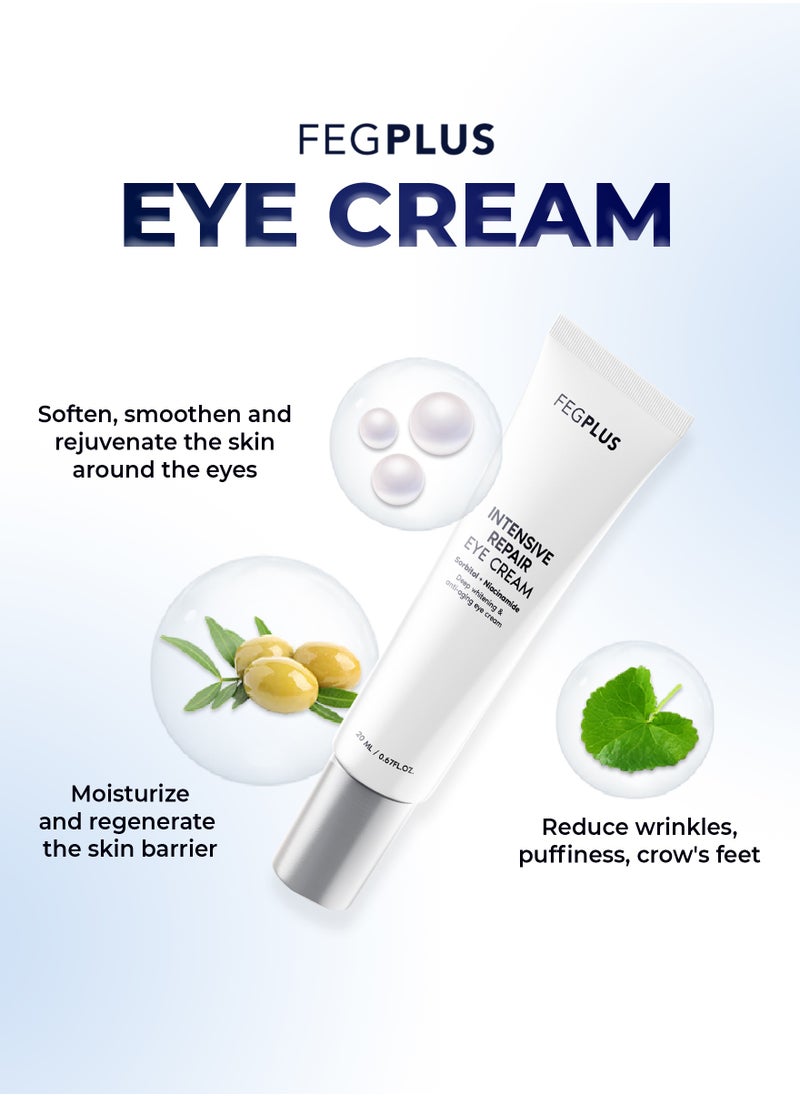 FEGPLUS Anti-Aging Eye Cream with HA & 15% Niacinamide, Eliminate Wrinkles, Eye Bags, Dark Circles, Puffiness,.. UVA & UVB Protection | The best eye cream made in the USA (20ml)