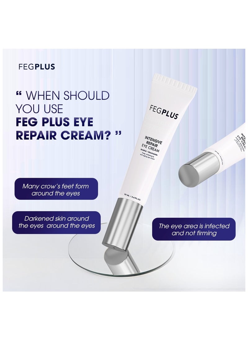 FEGPLUS Anti-Aging Eye Cream with HA & 15% Niacinamide, Eliminate Wrinkles, Eye Bags, Dark Circles, Puffiness,.. UVA & UVB Protection | The best eye cream made in the USA (20ml)