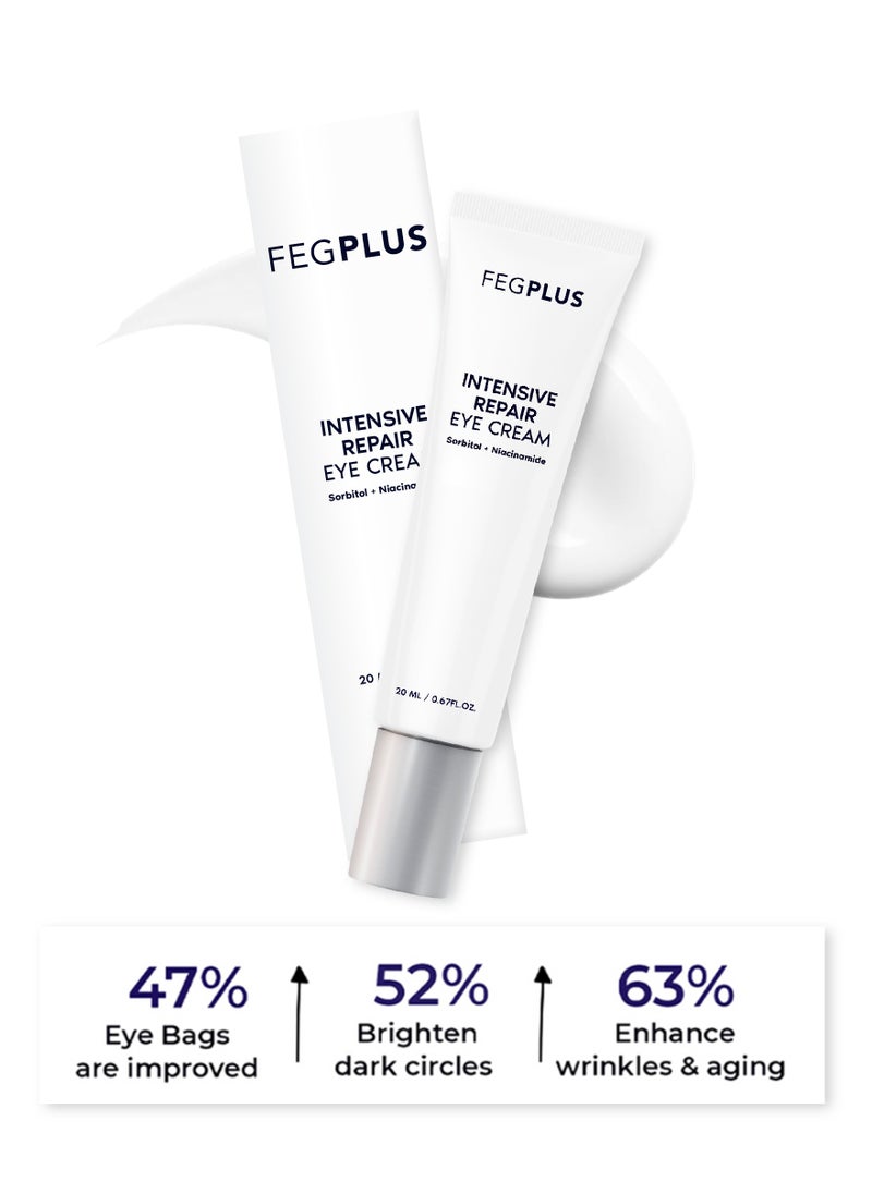 FEGPLUS Anti-Aging Eye Cream with HA & 15% Niacinamide, Eliminate Wrinkles, Eye Bags, Dark Circles, Puffiness,.. UVA & UVB Protection | The best eye cream made in the USA (20ml)