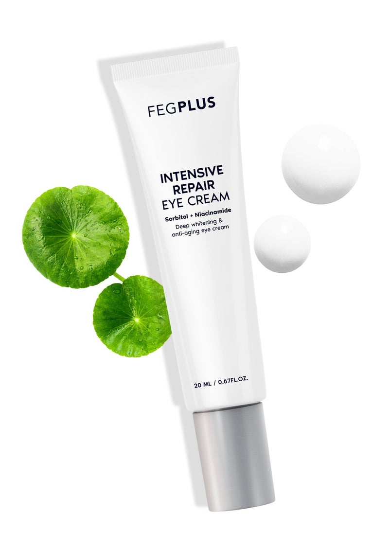 FEGPLUS Anti-Aging Eye Cream with HA & 15% Niacinamide, Eliminate Wrinkles, Eye Bags, Dark Circles, Puffiness,.. UVA & UVB Protection | The best eye cream made in the USA (20ml)