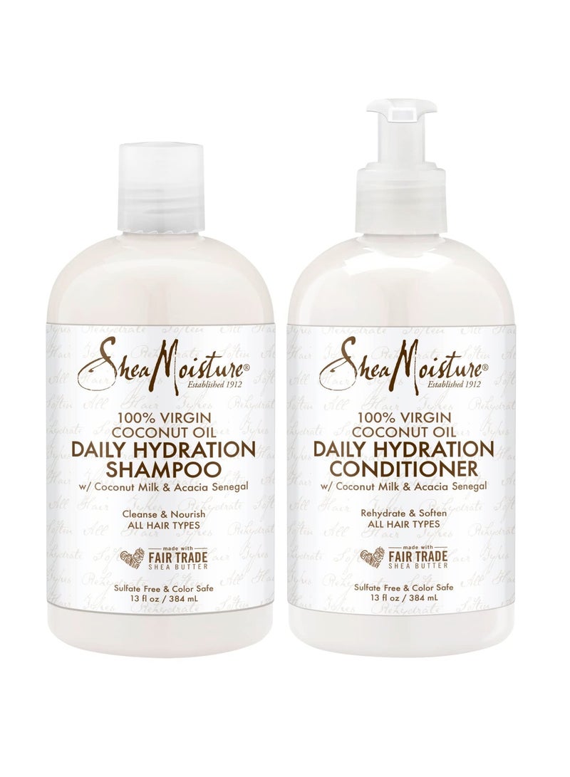 100% Virgin Coconut Oil Daily Hydration Shampoo & Conditioner | 13 fl. oz. Each