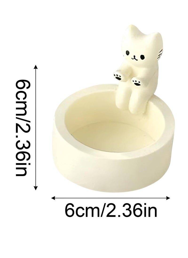 Cat Candle Holder Paw Warmer Cartoon Kitten Candle Holder Cute Cat Scented Small Mini Tea Light Candle Holder Cat Decoration Cat Lover Gift for Girls Women (White)