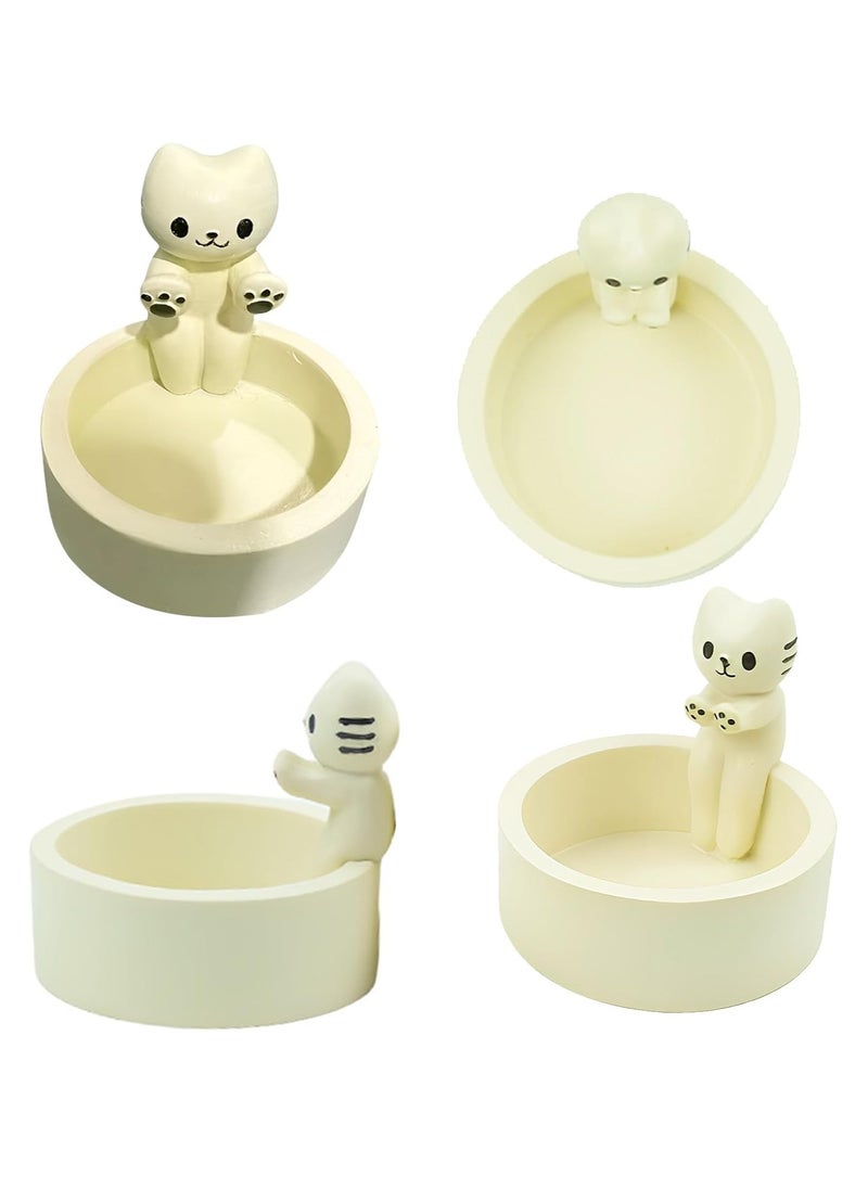 Cat Candle Holder Paw Warmer Cartoon Kitten Candle Holder Cute Cat Scented Small Mini Tea Light Candle Holder Cat Decoration Cat Lover Gift for Girls Women (White)