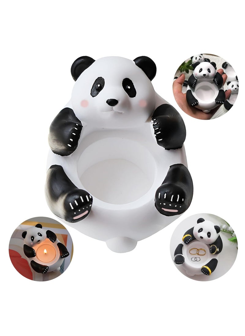 Tea Light Candle Holder, Cute Panda Candle Holder Ring Holder Jewelry Tray Decoration Holder for Tea Light Candle Desk Home Centerpiece Kitchen Room Decoration Panda Gift for Kids Girlfriend