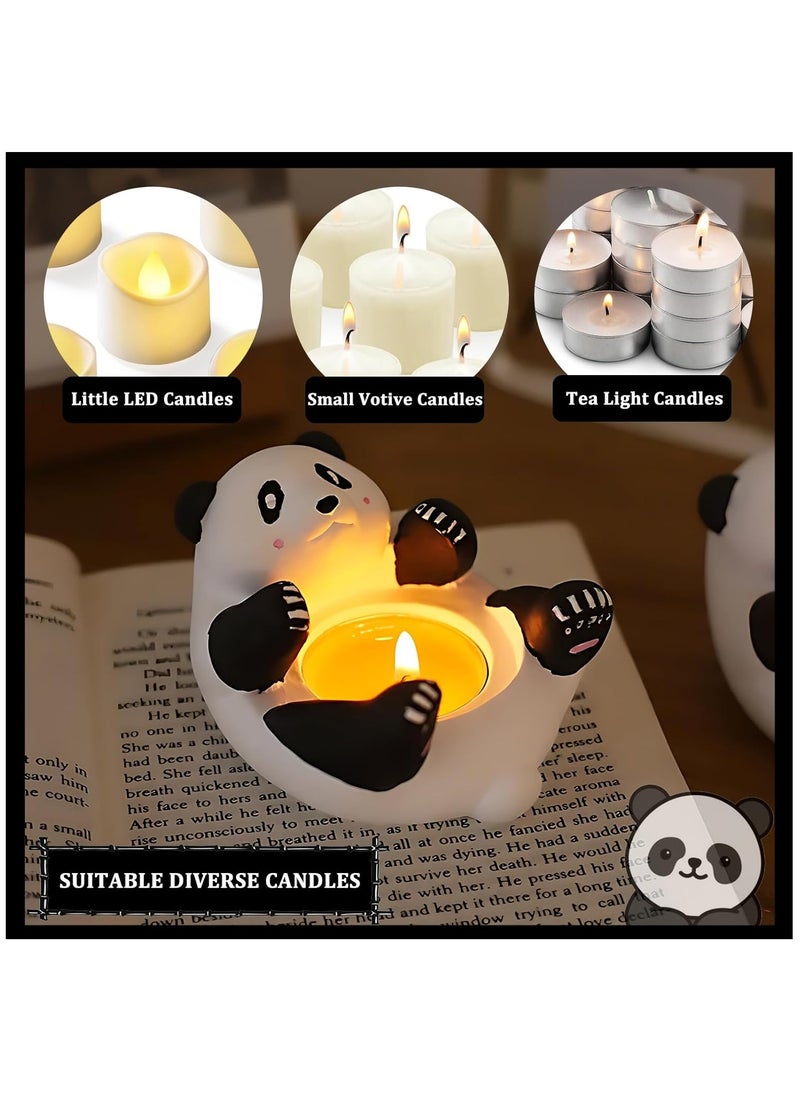 Tea Light Candle Holder, Cute Panda Candle Holder Ring Holder Jewelry Tray Decoration Holder for Tea Light Candle Desk Home Centerpiece Kitchen Room Decoration Panda Gift for Kids Girlfriend