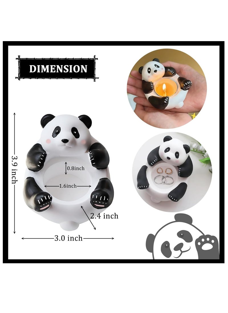 Tea Light Candle Holder, Cute Panda Candle Holder Ring Holder Jewelry Tray Decoration Holder for Tea Light Candle Desk Home Centerpiece Kitchen Room Decoration Panda Gift for Kids Girlfriend