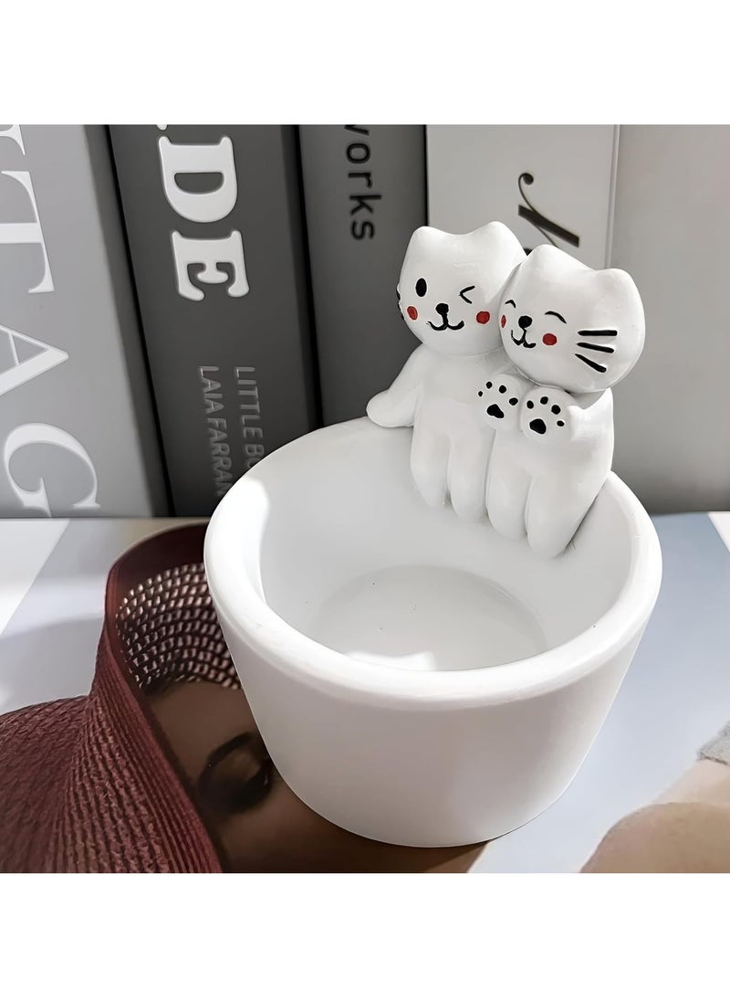 Cat Candle Holder Paw Warmer Cartoon Kitten Candle Holder Cute Cat Scented Small Mini Tea Light Candle Holder Cat Decoration Cat Lover Gift for Girls Women (Couple Cats)