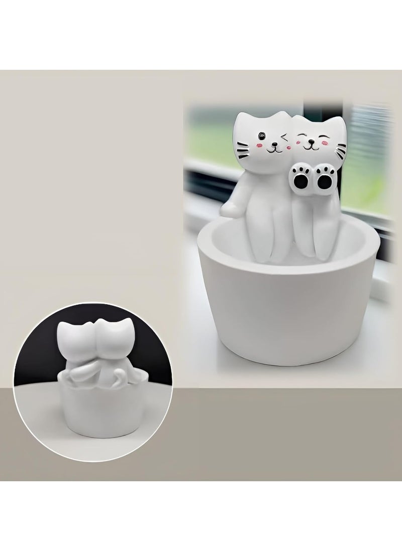 Cat Candle Holder Paw Warmer Cartoon Kitten Candle Holder Cute Cat Scented Small Mini Tea Light Candle Holder Cat Decoration Cat Lover Gift for Girls Women (Couple Cats)