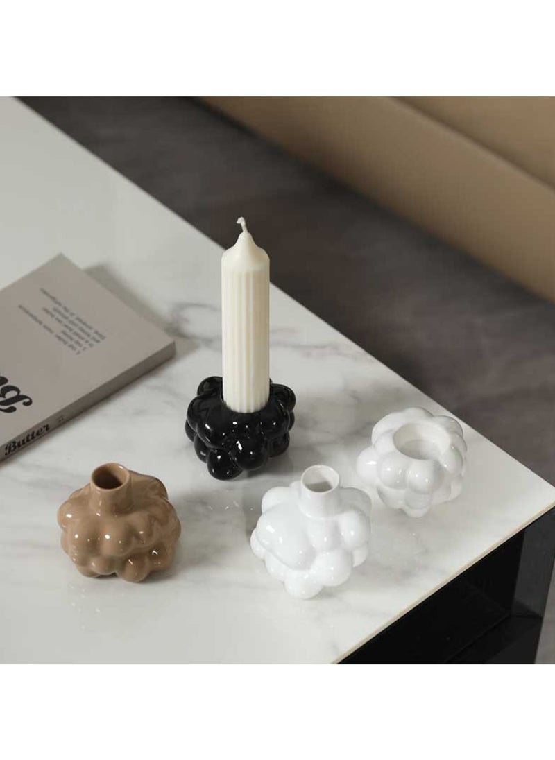 Short White Candlestick, Creative Ceramic Candlestick, Suitable For All Kinds Of Candles, Suitable For Family Dining Table Home Decoration