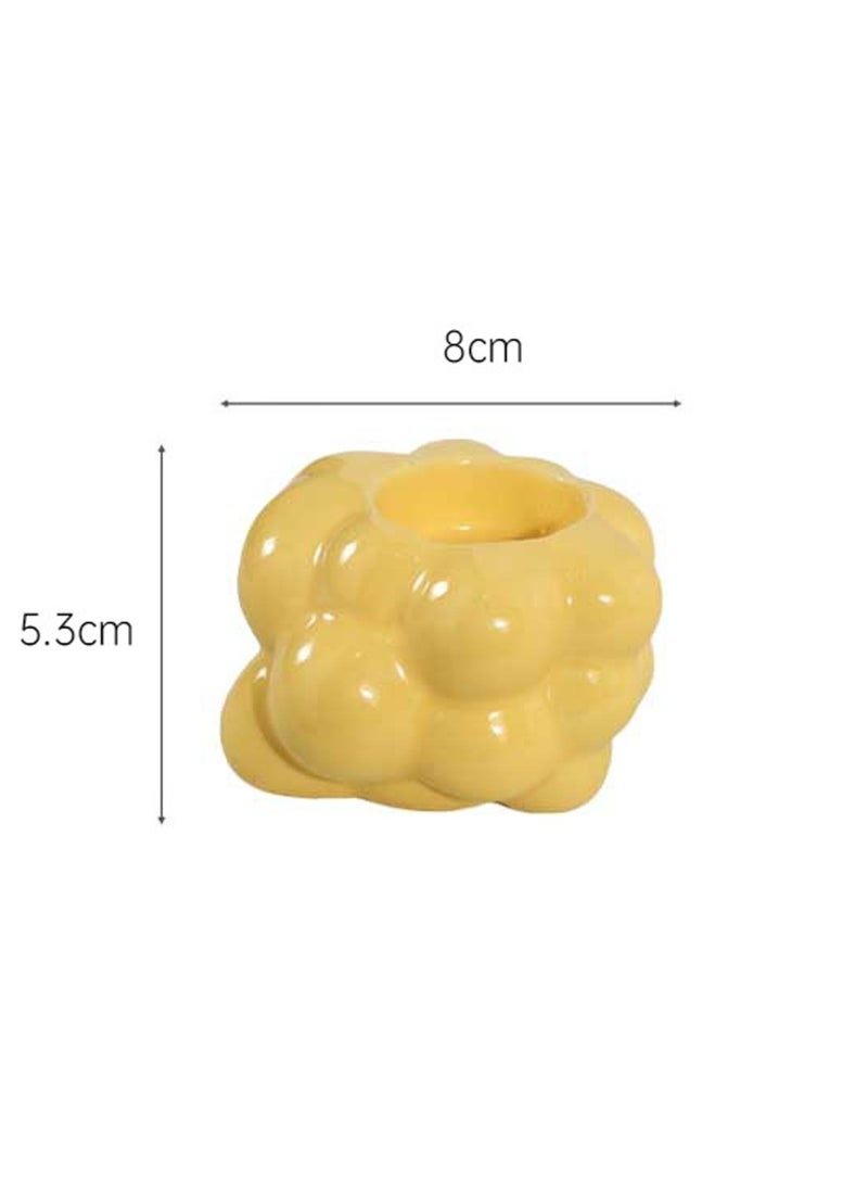 Short Yellow Candlestick, Creative Ceramic Candlestick, Suitable For All Kinds Of Candles, Suitable For Family Dining Table Home Decoration