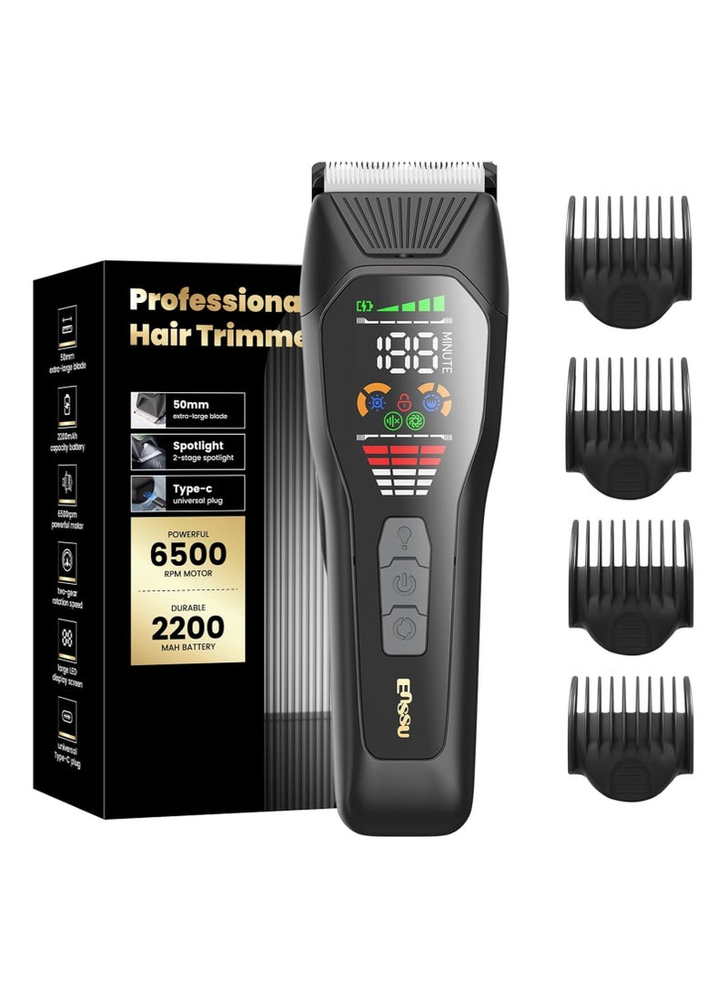 Hair Clippers for Men Professional, Rechargeable Hair Trimmer Cordless Barber Clippers with 50mm Blade, Large LED Display, 180-Minutes Runtime for Home Hair Cutting ENSSU