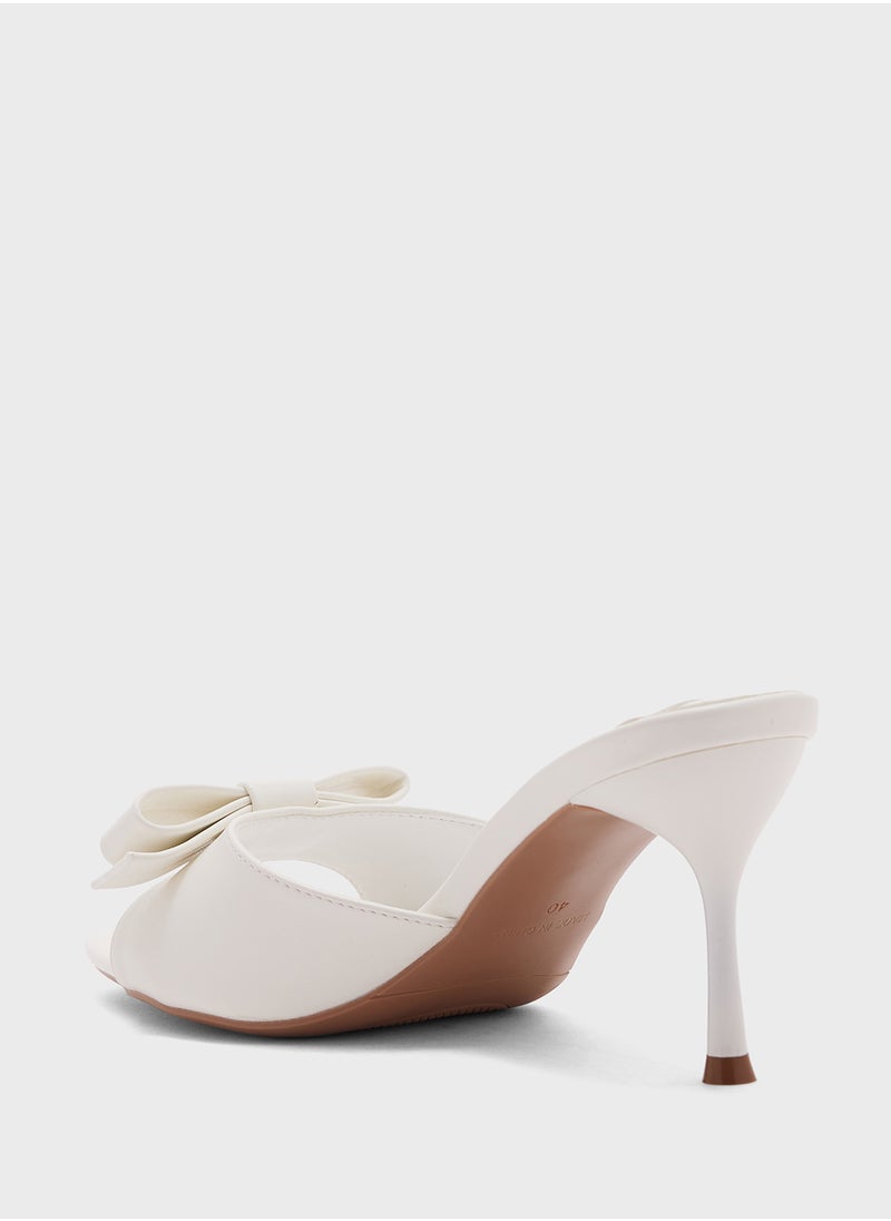 Bow Mule Heel Sandal