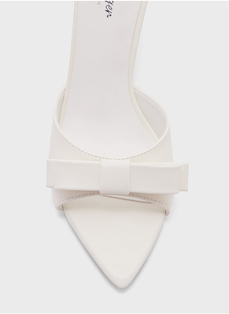 Bow Mule Heel Sandal