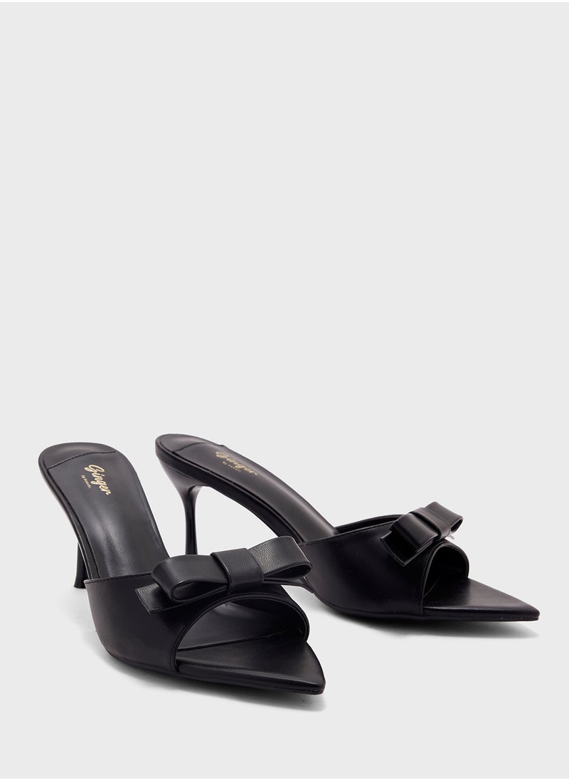 Bow Mule Heel Sandal