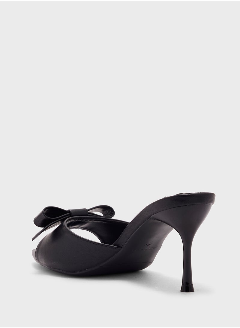 Bow Mule Heel Sandal