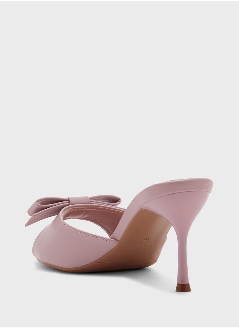 Bow Mule Heel Sandal