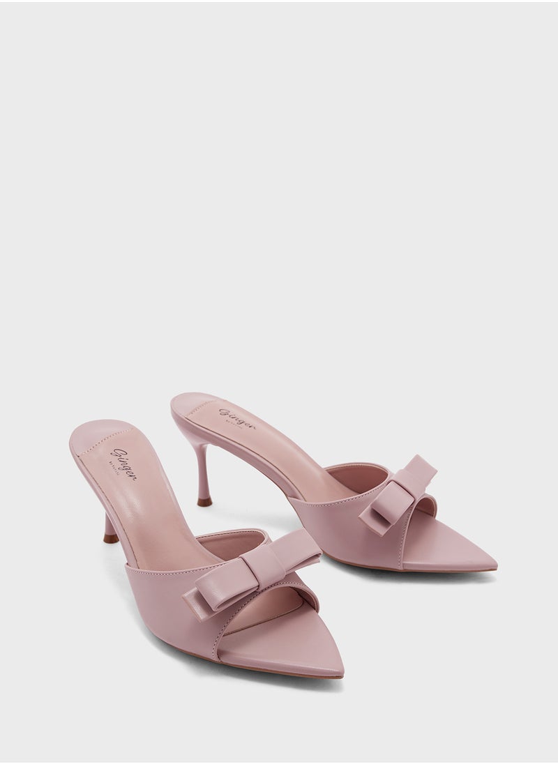 Bow Mule Heel Sandal