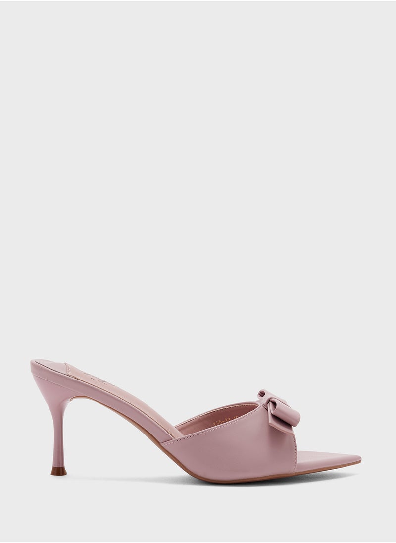 Bow Mule Heel Sandal