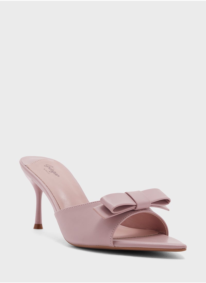 Bow Mule Heel Sandal