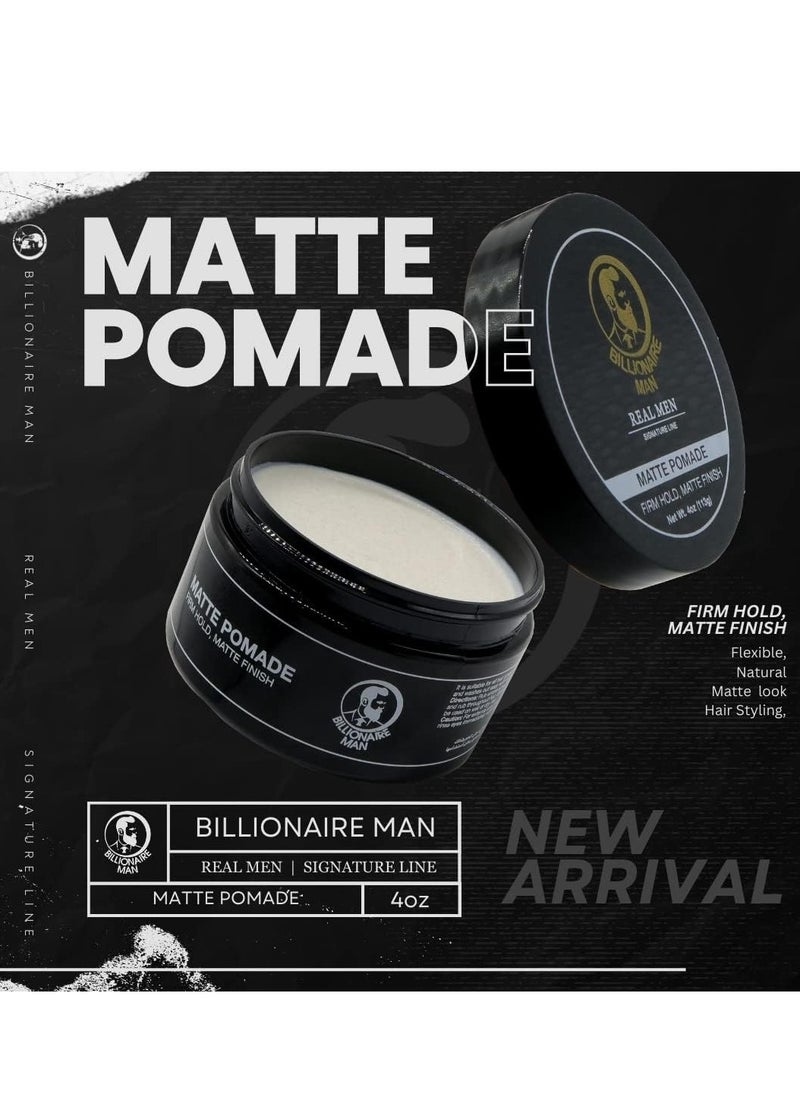 Billionaire Man Real Men Signature Line MATTE POMADE - Firm Hold & Matte Finish 113g