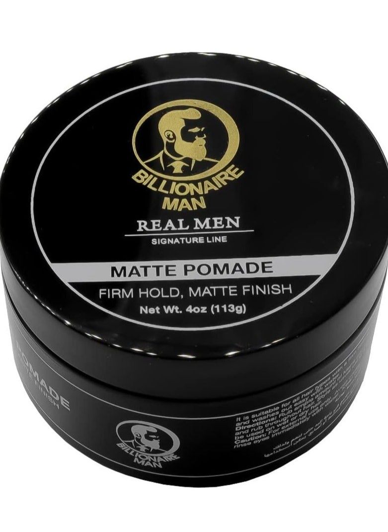 Billionaire Man Real Men Signature Line MATTE POMADE - Firm Hold & Matte Finish 113g