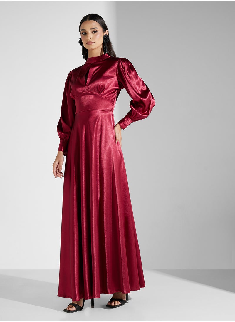 FULL SLEEVES SATIN MAXI DRESS