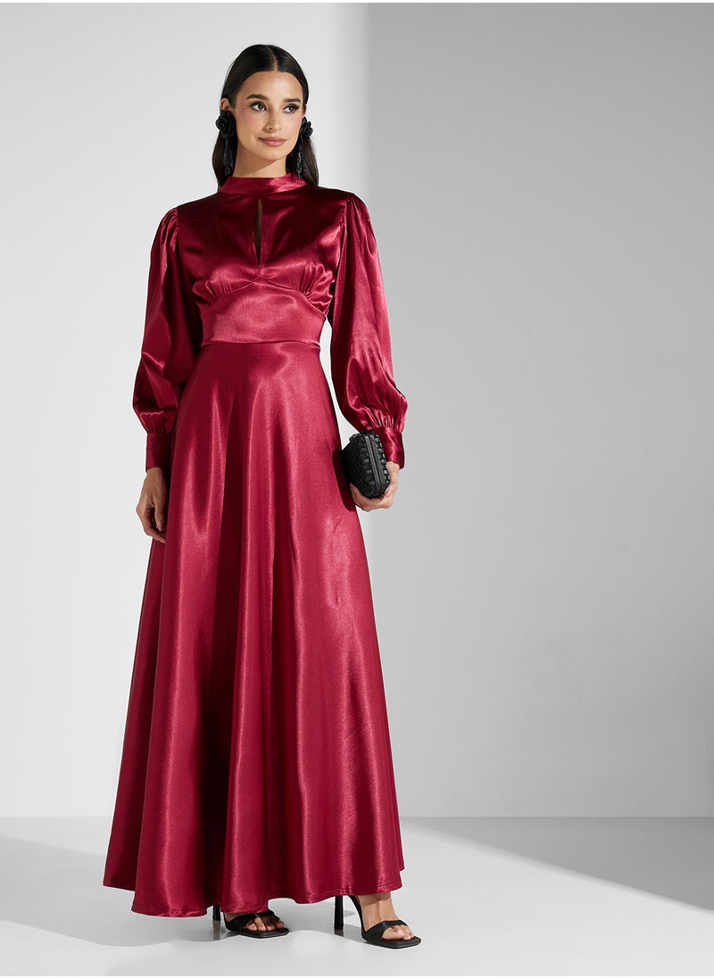 FULL SLEEVES SATIN MAXI DRESS